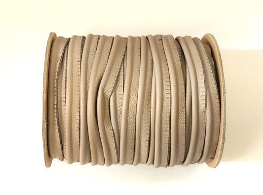 5/8" Wide Round Cord Piping, Genuine Cowhide Leather in Taupe UPL (2 YDS) 3118XDD - bold piping; upholstery piping; large cushions