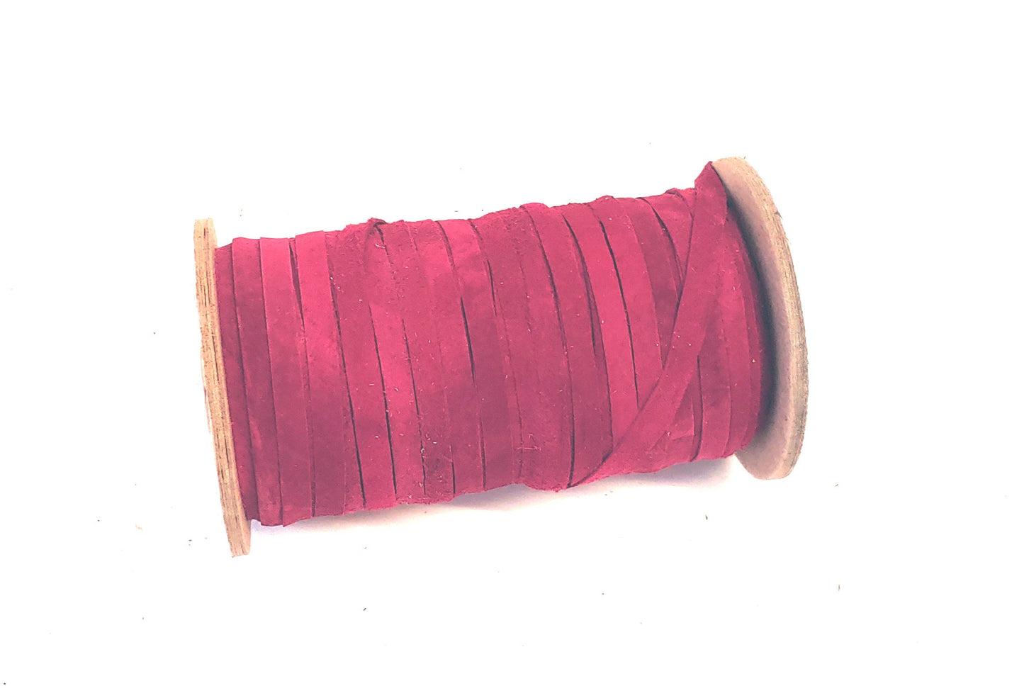 1/4" Flat, Pig Suede Leather Lacing in Cherry (10 YDS) 0250NP5 deep red, pink