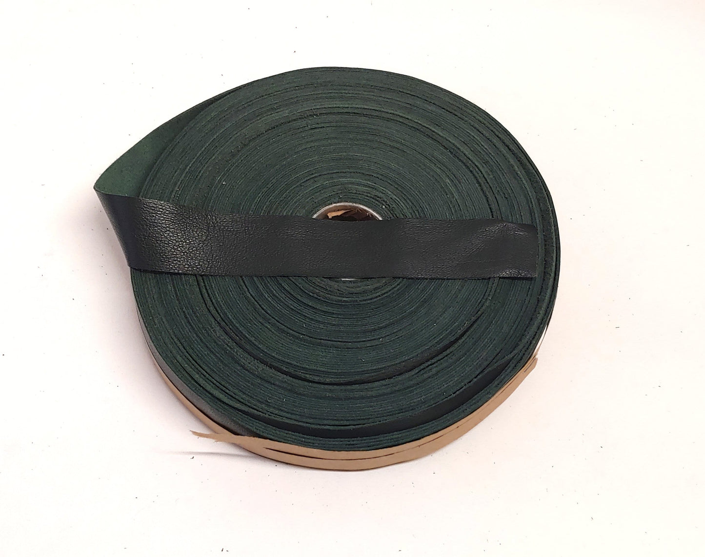 3/4" Flat, Lamb Leather Binding in Forest Green (5 YDS) 0750NLA - trim, edge binding, leather tape
