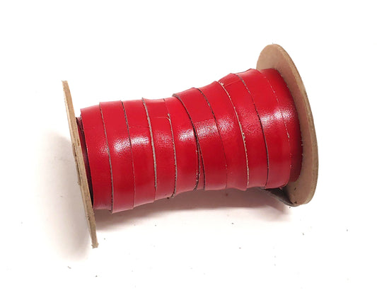 1/2" Flat Bright Red Shiny Painted Cow Split Cowhide Leather Strap (5 yds) 0500NC8 Thickness 0.060"