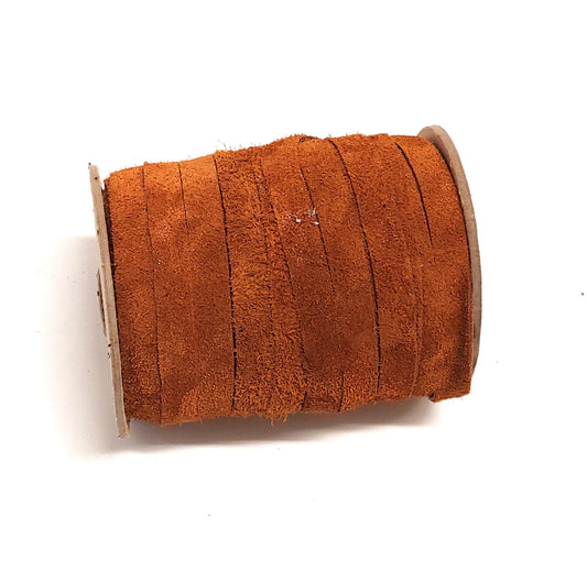 1/2" Flat Rust Brown Calf Genuine Cowhide Split Suede Leather (5 yds) 0500NC5 trim tape; edge binding; leather tape