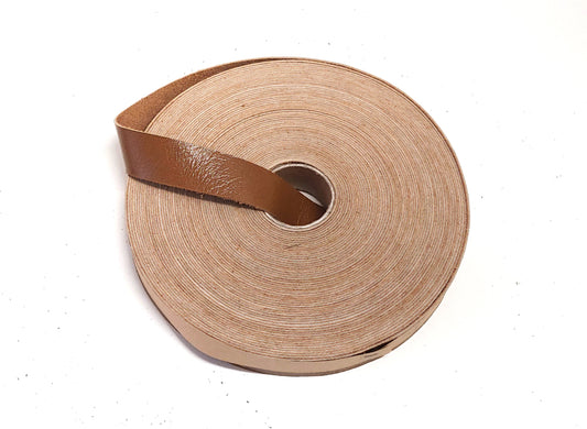 1" Flat, Cowhide Leather Strap in Glossy Butterscotch (5 YDS) 1000NCB Beige; tan; nude; natural; matte brown