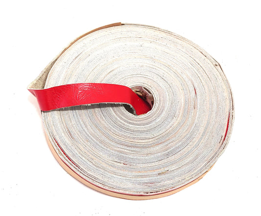 1" Flat, Cowhide Leather Strap in Bright Red (5 YDS) 1000NC8 shiny