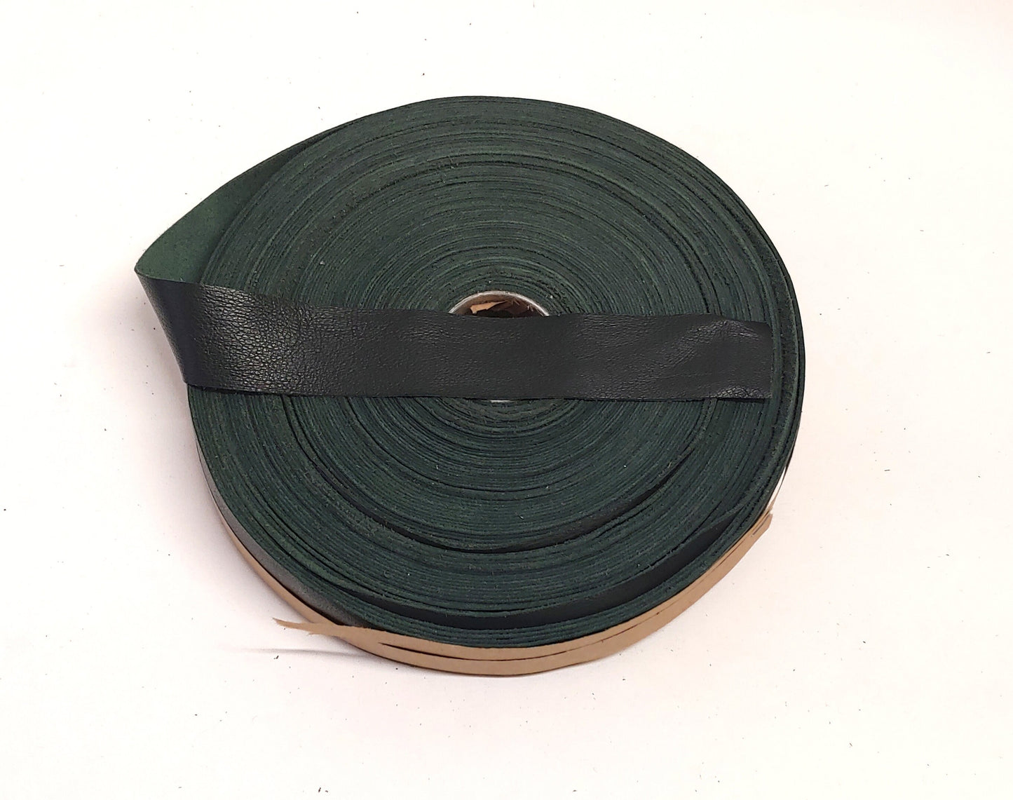 1-1/4" Flat, Lambskin Leather Binding, in Forest Green (2 YDS) 1250NLA Dark Green
