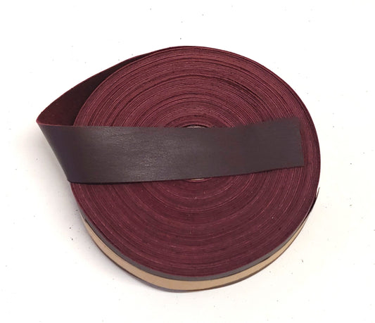 1-1/2" wide Flat Cowhide Leather Binding in Veluto Burgundy (3 YDS) 1500NDB leather strips; straps; edge trim; edge binding; black leather;