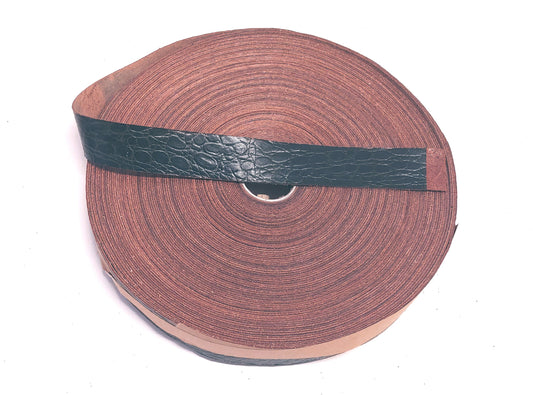 1-1/4" Flat Cowhide Leather Binding in Green Croc Print (3 yds) 1250NCB trim tape; edge binding; leather tape