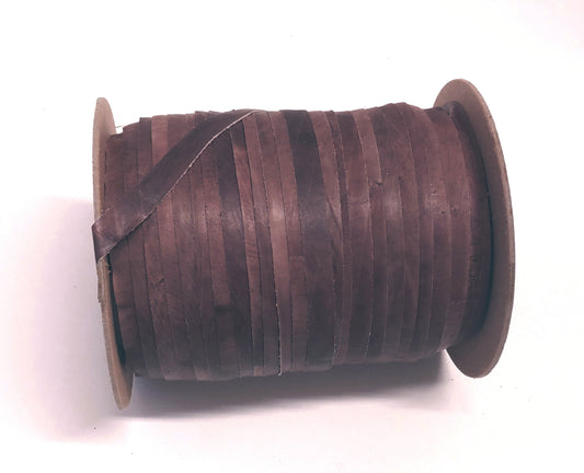 1/2" Flat Taped Cowhide Leather Binding in Brown (5YDS) 2161XC leather edge binding bias tape