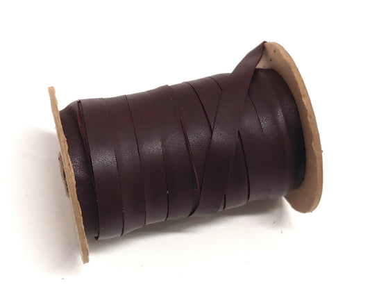 1/2" Flat Cowhide Lacing in Veluto Burgundy (5YDS) 0500NDB lacing; leather string; leather strip