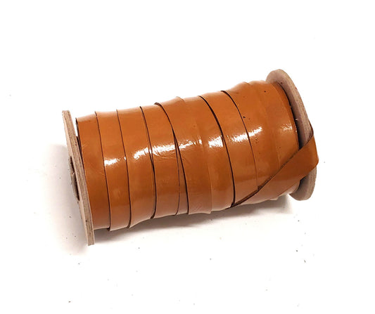1/2" Flat Butterscotch Patent Kid Leather Strap (5 yds) 0500NKA tan brown