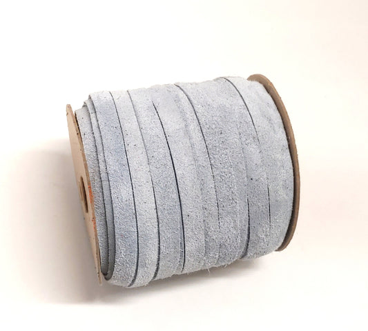 1/2" Flat Light Grey Calf Genuine Cowhide Split Suede Leather (5 yds) 0500NC5 trim tape; edge binding; leather tape