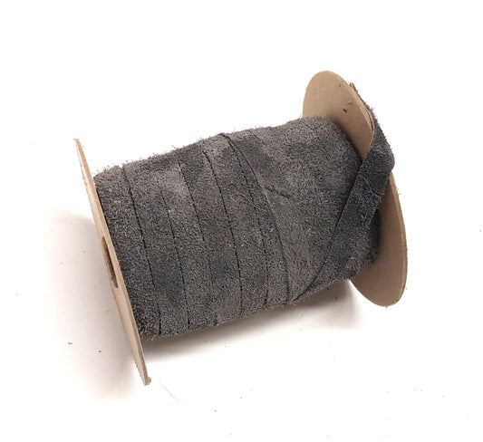 1/2" Flat Medium Grey Calf Genuine Cowhide Split Suede Leather (5 yds) 0500NC5 trim tape; edge binding; leather tape