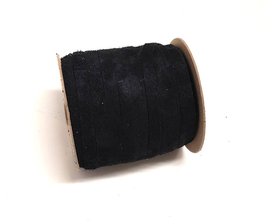 1/2" Flat Black Calf Genuine Cowhide Split Suede Leather (5 yds) 0500NC5 trim tape; edge binding; leather tape