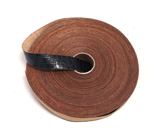 1" Flat, Cowhide Leather Strap in Green Croc Print (5 YDS) 1000NCB