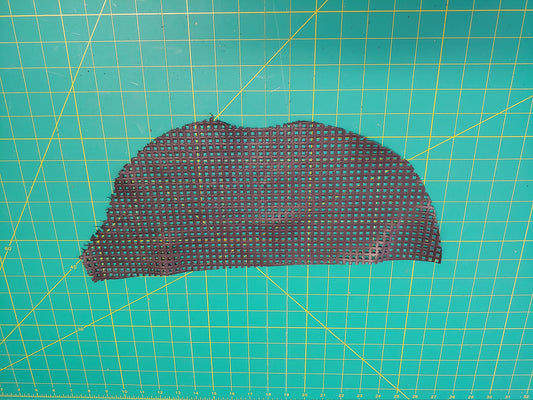 Perforated Cowhide Genuine Leather Piece 4P13 - Black - leather scraps; eco friendly; scrapbooking; crafting 26 grams