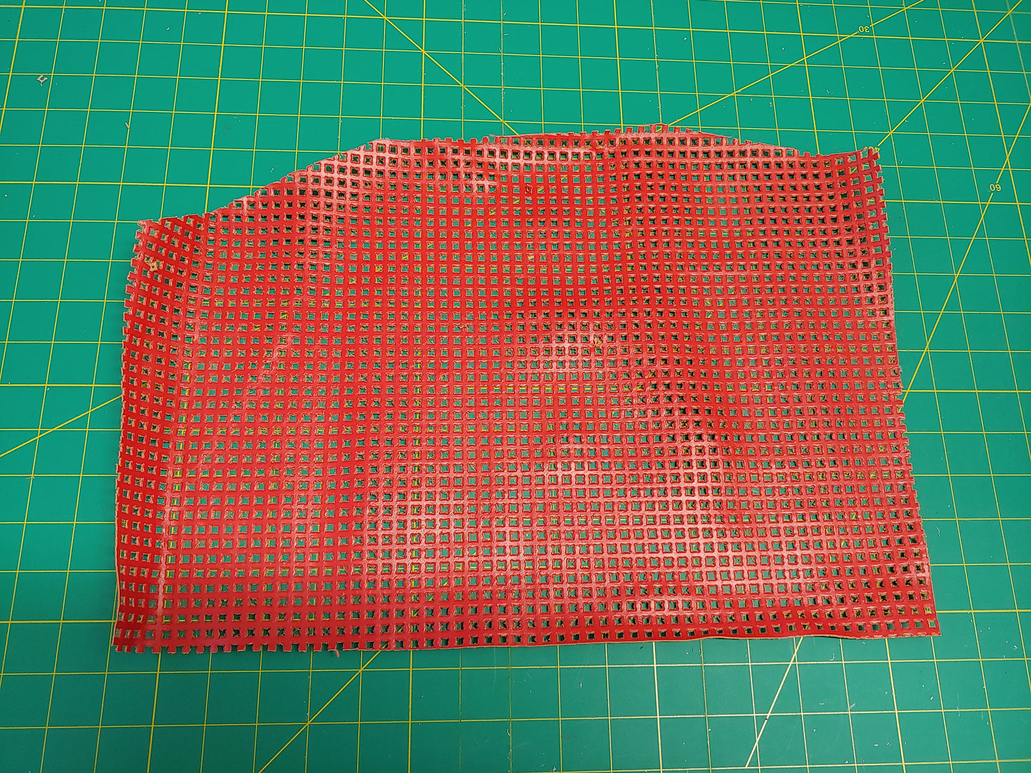 Perforated Cowhide Genuine Leather Piece 4P13 - Red #2 - leather scraps; eco friendly; scrapbooking; crafting 52 grams