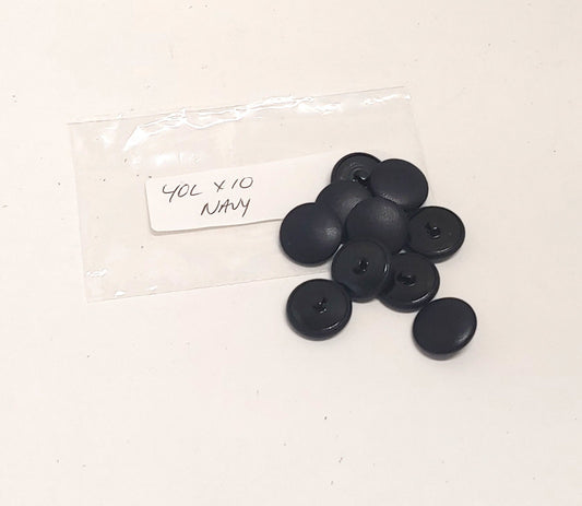 10 Cowhide Leather Covered Buttons 40 Line, 1" (25.5mm) Navy