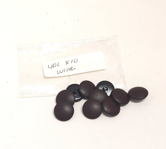 10 Cowhide Leather Covered Buttons 40 Line, 1" (25.5mm) Wine