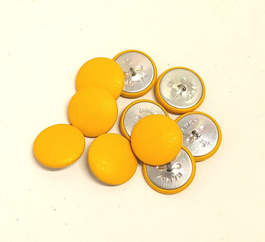 10 Cowhide Leather Covered Buttons 40 Line, 1" (25.5mm) Yellow Loop Back