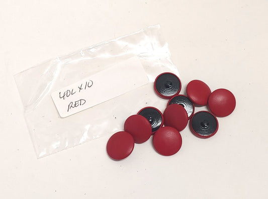 10 Cowhide Leather Covered Buttons 40 Line, 1" (25.5mm) RED