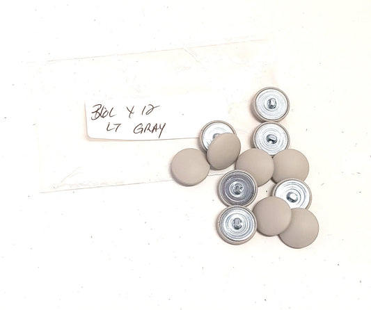 12 Cowhide Leather Covered Buttons 36 Line, Light Gray Cow, 7/8" (22mm)