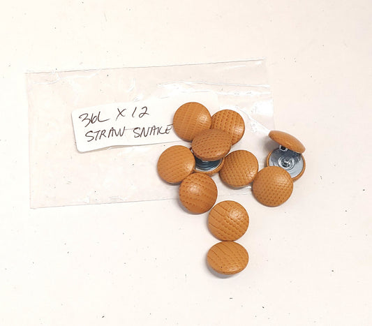 12 Cowhide Leather Covered Buttons 36 Line, Straw Snake Print Cow, 7/8" (22mm)