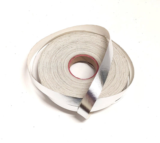 1/2" Flat, Silver Mylar Faux Leather Bias Tape (5 YDS) 0562NM