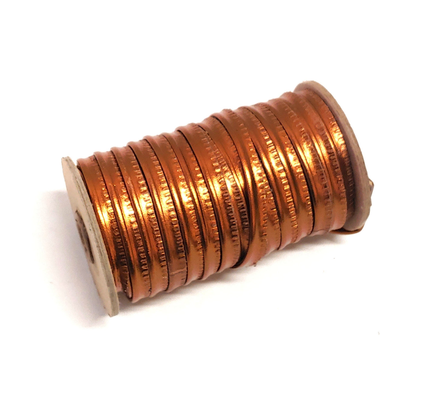 Copper Metallic Kid Slashed Leather Cord Piping  5/16" (3 yds) 2095XKA