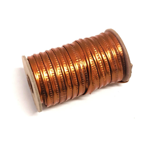 Copper Metallic Kid Slashed Leather Cord Piping  5/16" (3 yds) 2095XKA