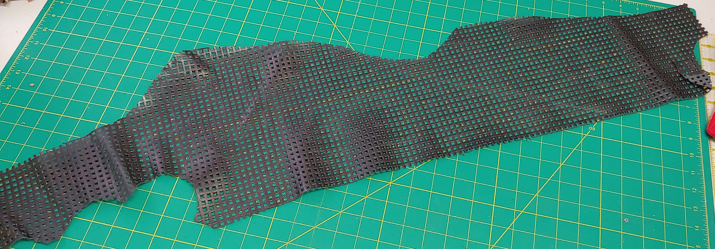 Perforated Cowhide Genuine Leather Piece 4P13 - Black - leather scraps; eco friendly; scrapbooking; crafting 85 grams