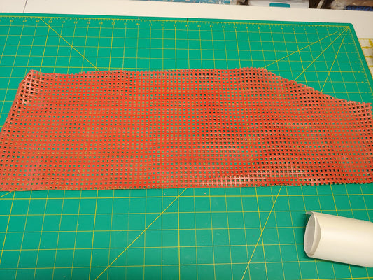 Perforated Cowhide Genuine Leather Piece 4P13 - Red - leather scraps; eco friendly; scrapbooking; crafting 47 grams