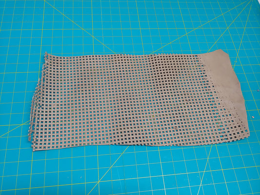 Perforated Cowhide Genuine Leather Piece 4P13 - Tan - leather scraps; eco friendly; scrapbooking; crafting 90 grams