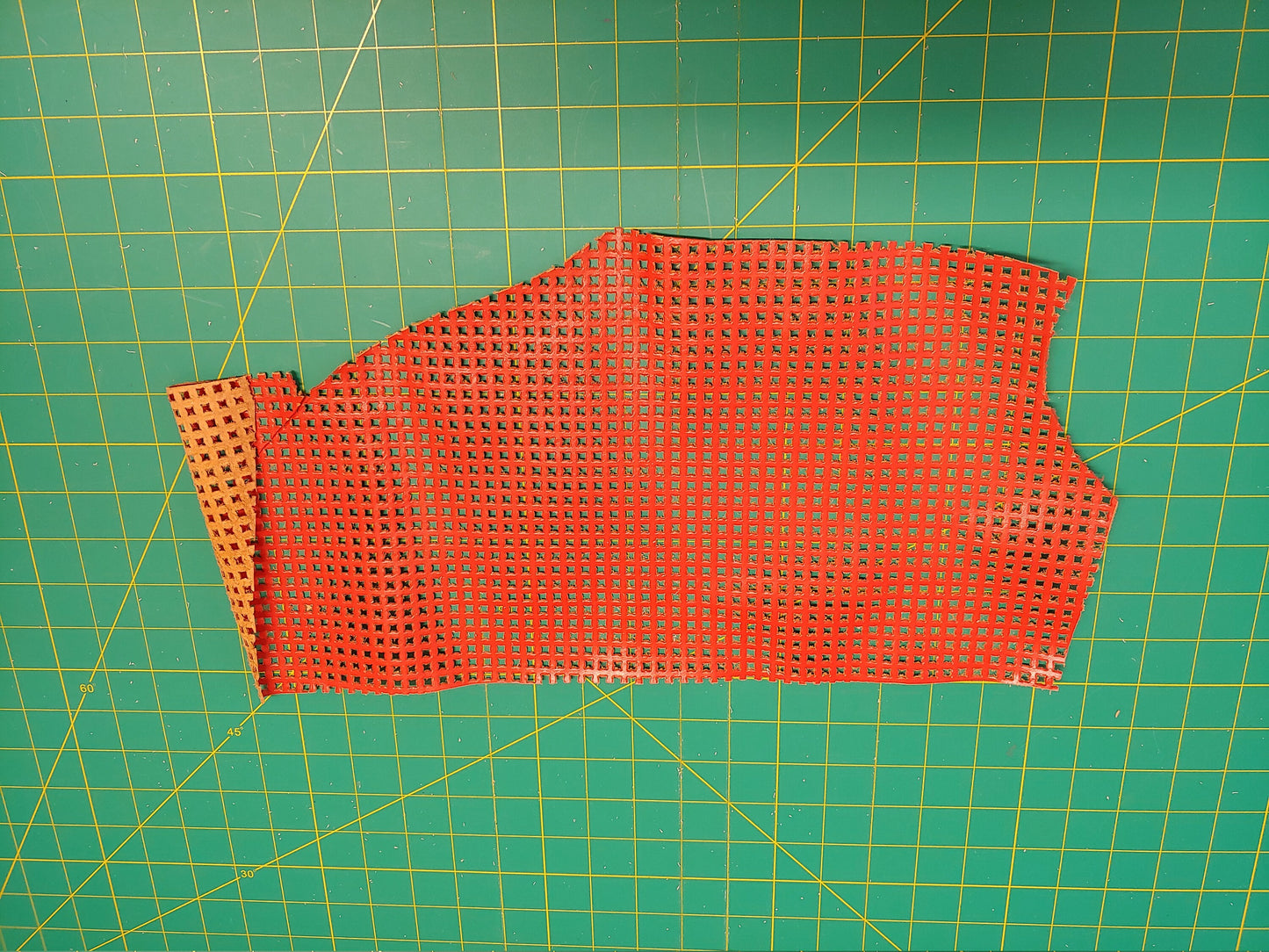 Perforated Cowhide Genuine Leather Piece 4P13 - Red - leather scraps; eco friendly; scrapbooking; crafting 52 grams