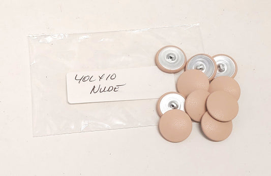 10 Cowhide Leather Covered Buttons 40 Line, 1" (25.5mm) Nude
