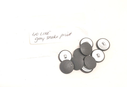 10 Cowhide Leather Covered Buttons 40 Line, 1" (25.5mm) Gray Snake Print