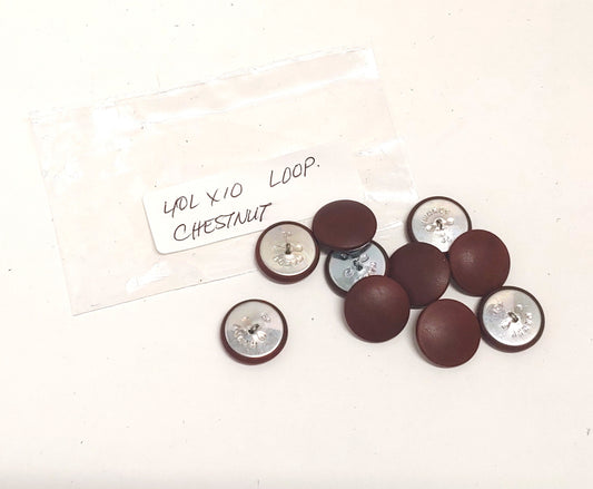 10 Cowhide Leather Covered Buttons 40 Line, 1" (25.5mm) Chestnut Loop Back
