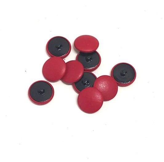10 Cowhide Leather Covered Buttons 40 Line, 1" (25.5mm) Cherry Red