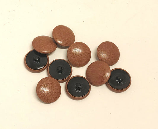 10 Cowhide Leather Covered Buttons 40 Line, 1" (25.5mm) Café au lait