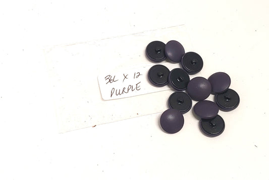 12 Cowhide Leather Covered Buttons 36 Line, Purple Cow, 7/8" (22mm)