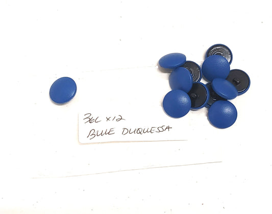 12 Cowhide Leather Covered Buttons 36 Line, Duquessa Blue Cow, 7/8" (22mm)