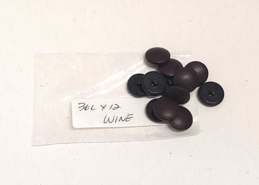 12 Cowhide Leather Covered Buttons 36 Line, Wine Purple/Red Cow, 7/8" (22mm)