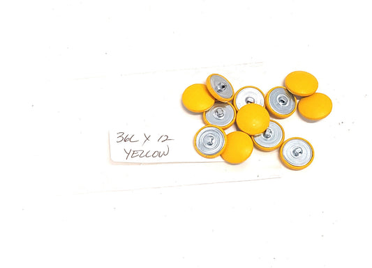 12 Cowhide Leather Covered Buttons 36 Line, Yellow Cow, 7/8" (22mm)