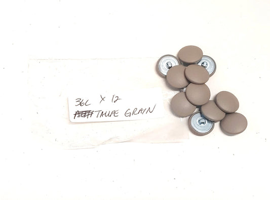 12 Cowhide Leather Covered Buttons 36 Line, Taupe Grain Cow, 7/8" (22mm)