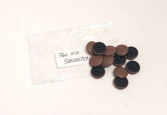 12 Cowhide Leather Covered Buttons 36 Line, Sandstone Cow, 7/8" (22mm)