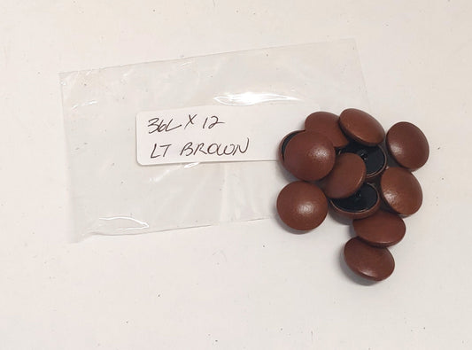 12 Cowhide Leather Covered Buttons 36 Line, Light Brown, 7/8" (22mm)