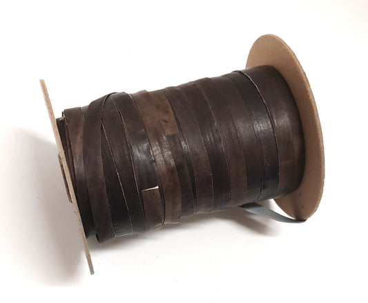 1/2" Flat Cowhide Lacing in Varied Gray/Brown TAPED (5YDS) 2161XC - Tape on back