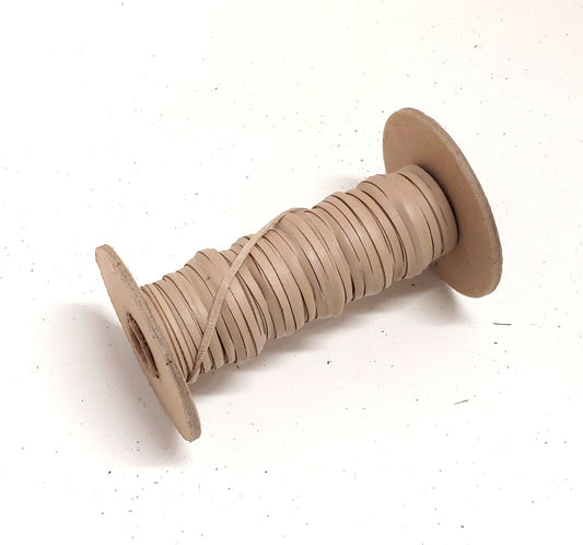 1/8" Flat, Lamb Leather Lacing in Creme Lamb (10 YDS) 0125NLA - - jewelry; dream catchers; tassels; DIY; fringe; tan