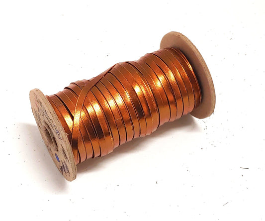 3/16" Flat, Genuine Kid Leather Lacing in Copper (10 YDS) 0187NKA Metallic