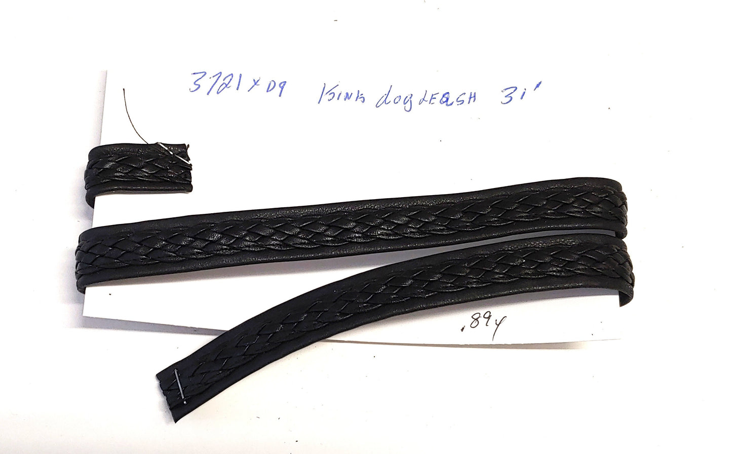 Genuine Cowhide Braided Leather Strap -Two Layers - Double-folded & Reinforced  (0.89 YDS) 3/4" ; kink; dog leash; 3721XD9 *card*