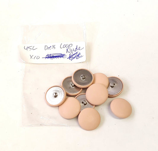 45 Line Cowhide Covered Dress Loop Back Buttons in Nude Pink Leather 10PCS.