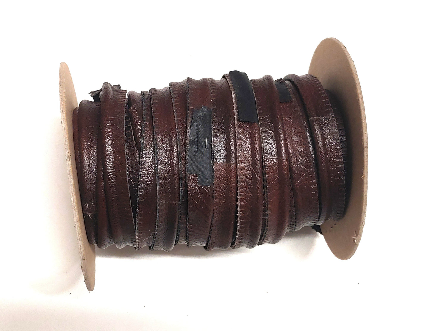 DAMAGED - 5/8" Round Cord Piping, Genuine Cowhide Leather in Brown UPL (3 YDS) 3118XD - bold piping; upholstery piping; large cushions